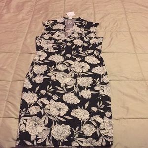 Flower print white and black dress